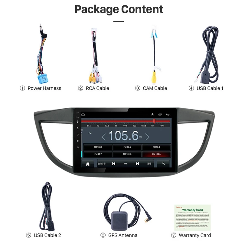 2 Din Car Radio 10.1 Inch Hd Mp5 Multimedia Player Android 8.1 Gps Navigation Wifi Bluetooth for Honda CRV 2012-20 | Автомобили и