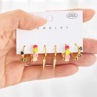 sipengjel 6 piece fashion punk smile face circle ear buckle earrings set for women small hoop earrings jewelry hoops gift