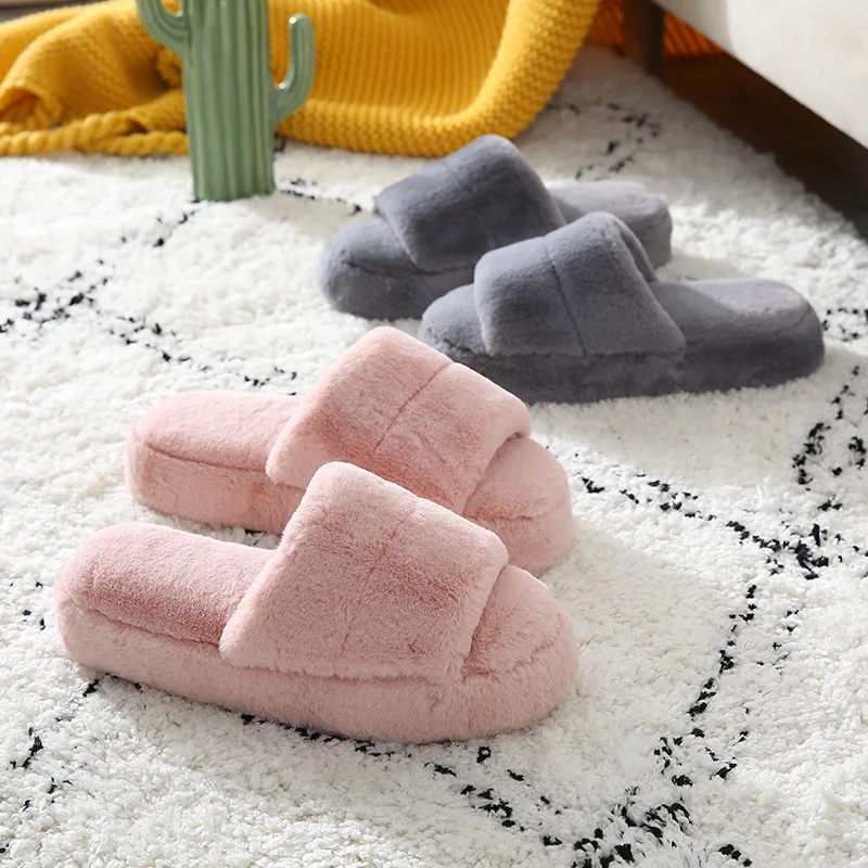 Warm Women Shoes Winter Plush Women Home Slippers Soft Furry New Ladies Household Indoor Bedroom Slippers Silent Thick Bottom