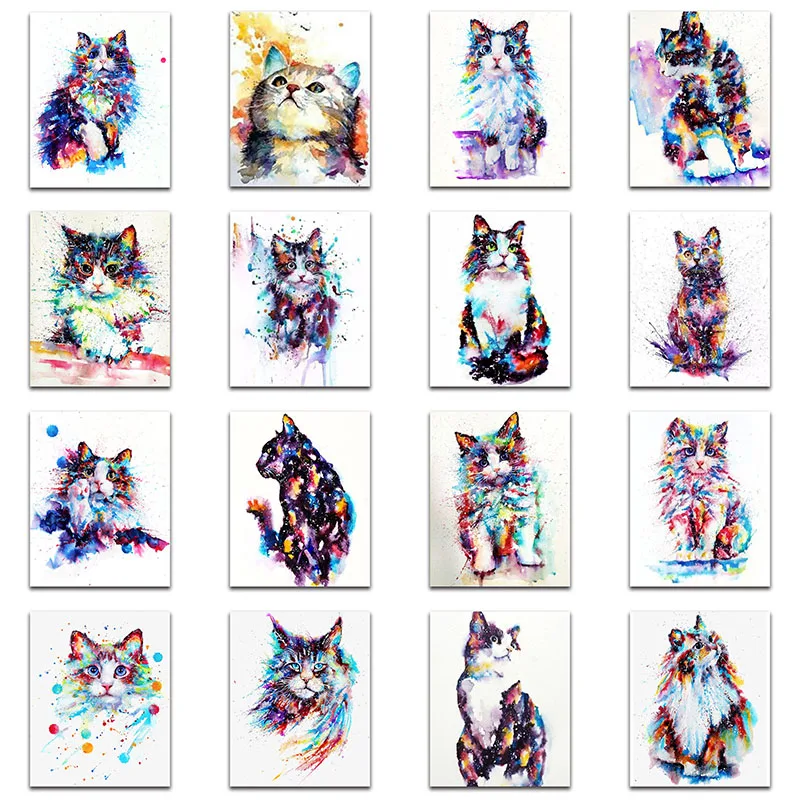 

KAMY YI Animal Kitten Color Rendering Graffiti Diamond Painting Cross Stitch 5D Diy Embroidery Mosaic European Home Decor