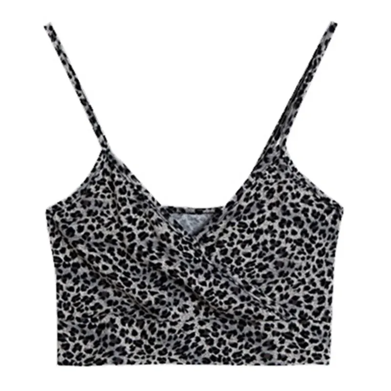 

Leopard Print Tube Top Women Camisoles 2021 New Girl's Sling Tops Bra Sexy V Neck Vest Cropped Tanks Streetwear