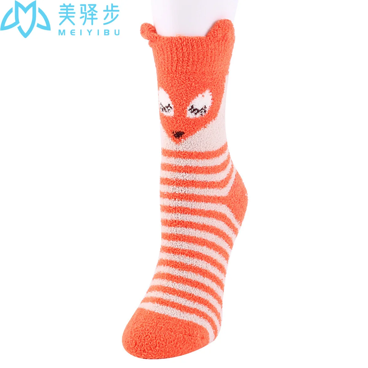 12 Pairs Per Set Cute Cartoon Fox Coral Velvet Women's Socks Thick Warm Socks Wholesale