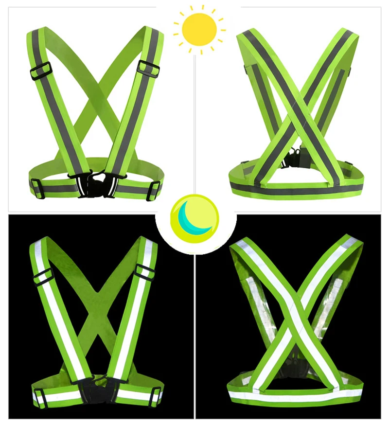 

Reflective vest, elastic protective belt for night operation, elastic safety reflective belt