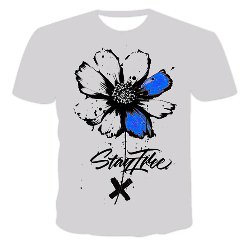 

Flower 2021 Summer New Boy/Girl Short-Sleeved T-Shirt 3D Printing O-Neck Fashion Trend Cartoon Anime T-Shirt 4T-14