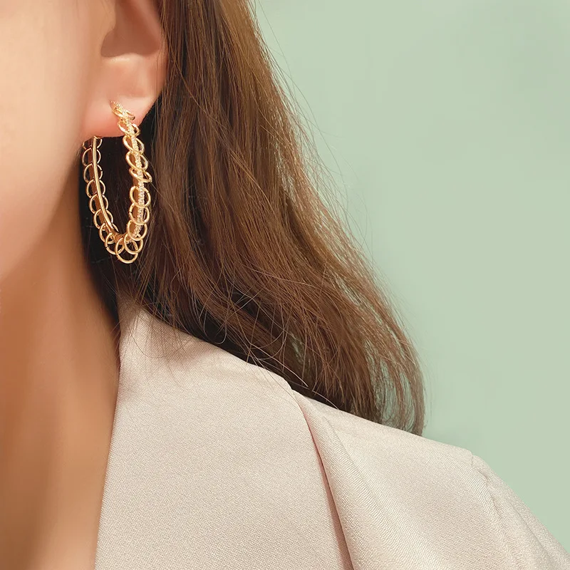 

Multi-Circle Geometric Earrings European And American Popular Designer Creative Pendant Oval Earrings For Women