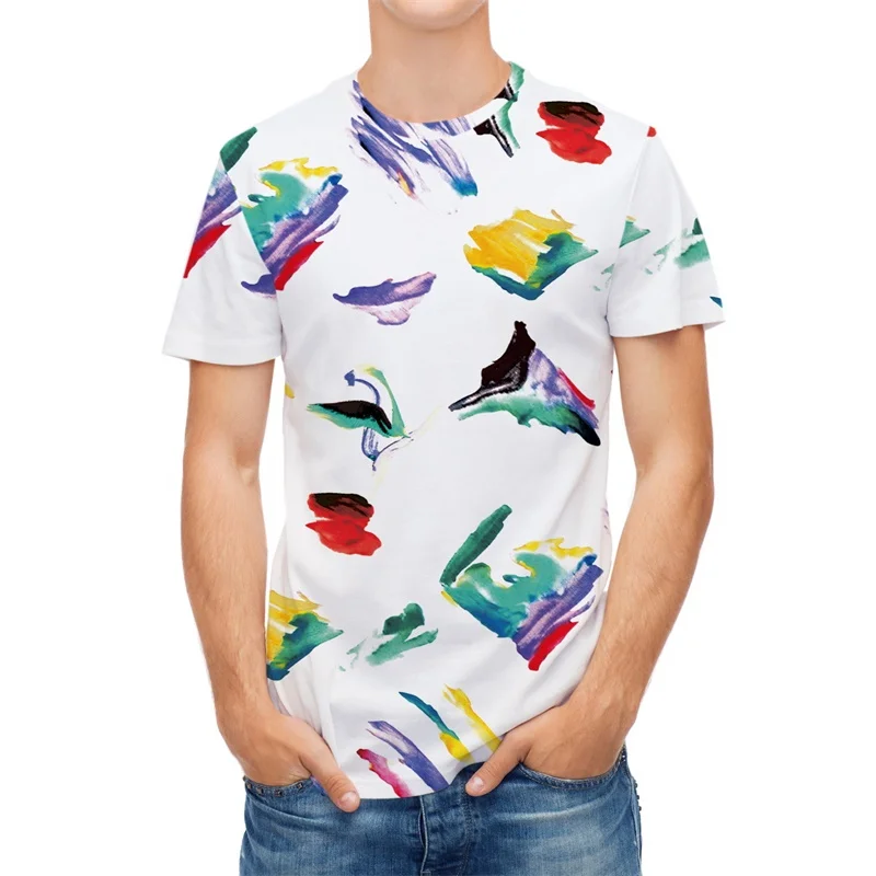 

Cloudstyle Футболка мужская забавная 3D печатная картина футболка с короткими рукавами Мужская Уличная полиэфирная рубашка Азиатский размер