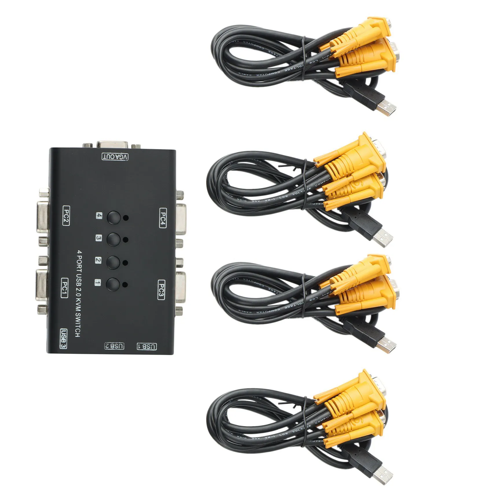 

KVM-переключатель, USB VGA KVM-переключатель для совместного использования 4 ПК с одним видеомонитором и 3 USB-устройствами, для ПК, клавиатуры, мыши,...