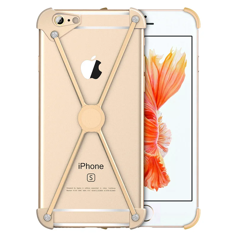 Роскошный Алюминиевый металлический бампер чехол для iPhone 8 7 6 6s/Plus ультратонкий противоударный чехол для телефона Apple iPhone 7 8/Plus бампер - Цвет: Золотой