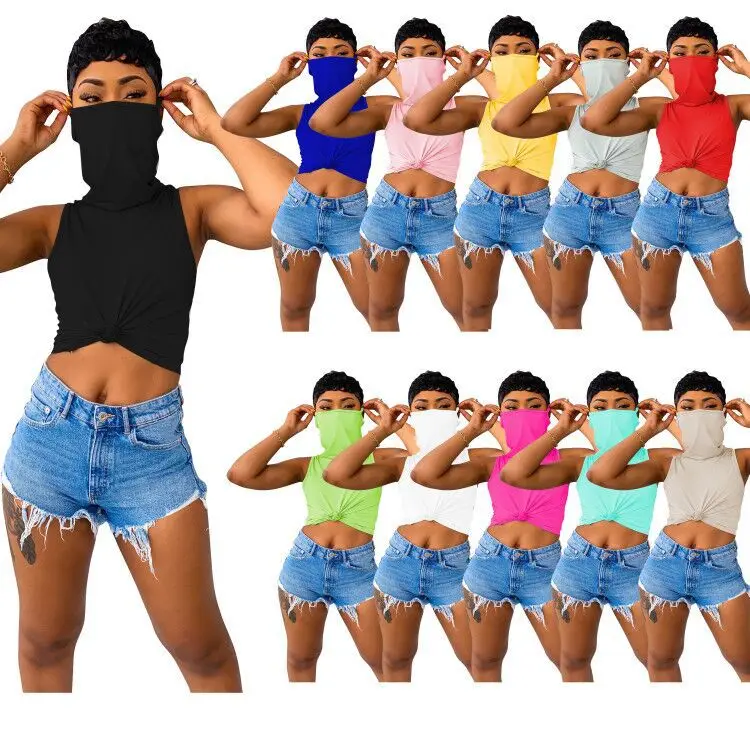 

Casual Shirt Sleeveless Short Shirt Crop Top Solid Color t Shirt Women Summer Clothes For Women