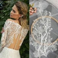 embroidery leaf lace fabric flower stickers trim patches wedding dress patch diy headdress applique accessories parches ropa f36