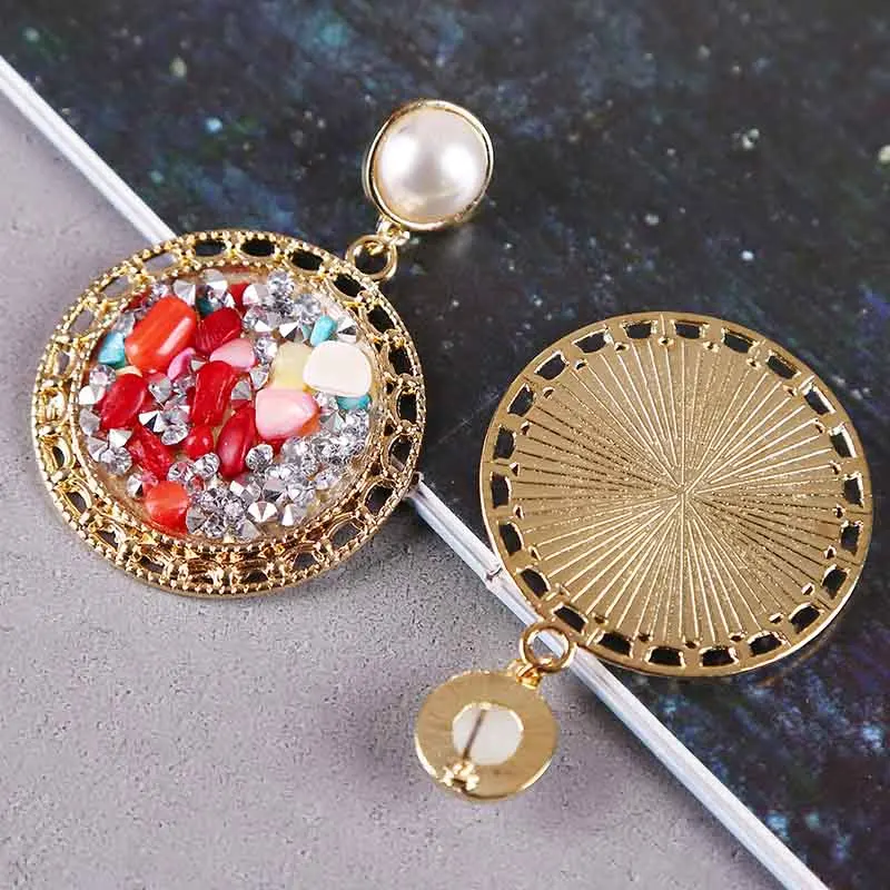 Модные женские Винтажные висячие серьги Стразы из натурального камня для женщин