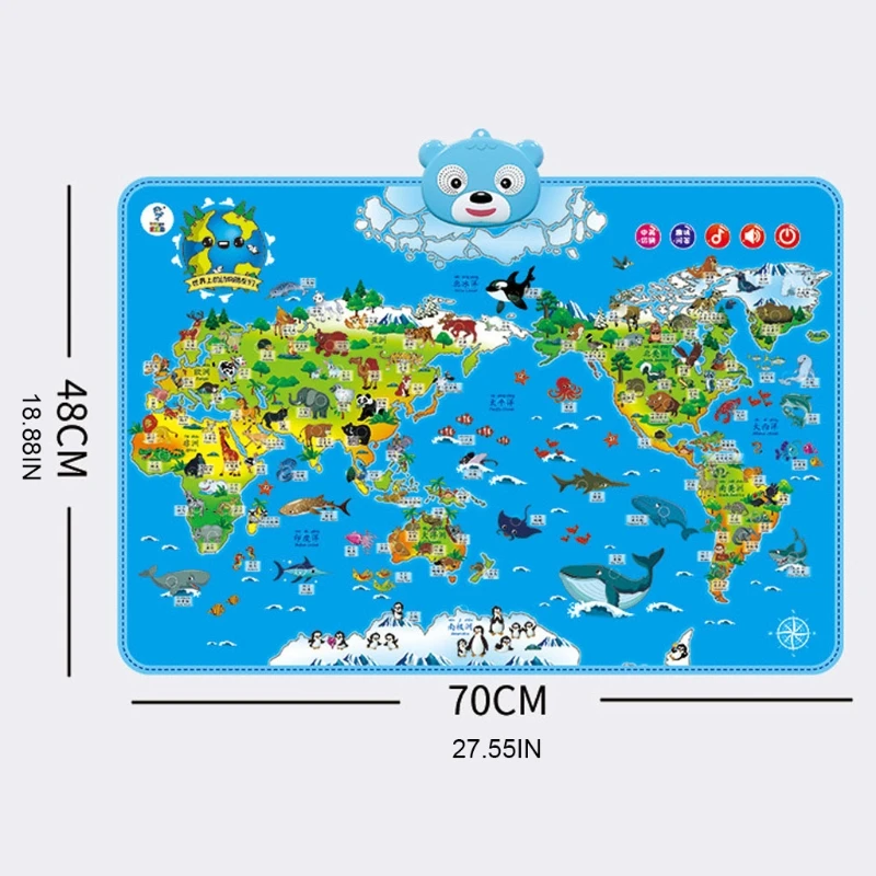 

Magnetic Animals World Wall Chart, Interactive 4 in 1 Design Toy for Kindergarten Boys and Girls