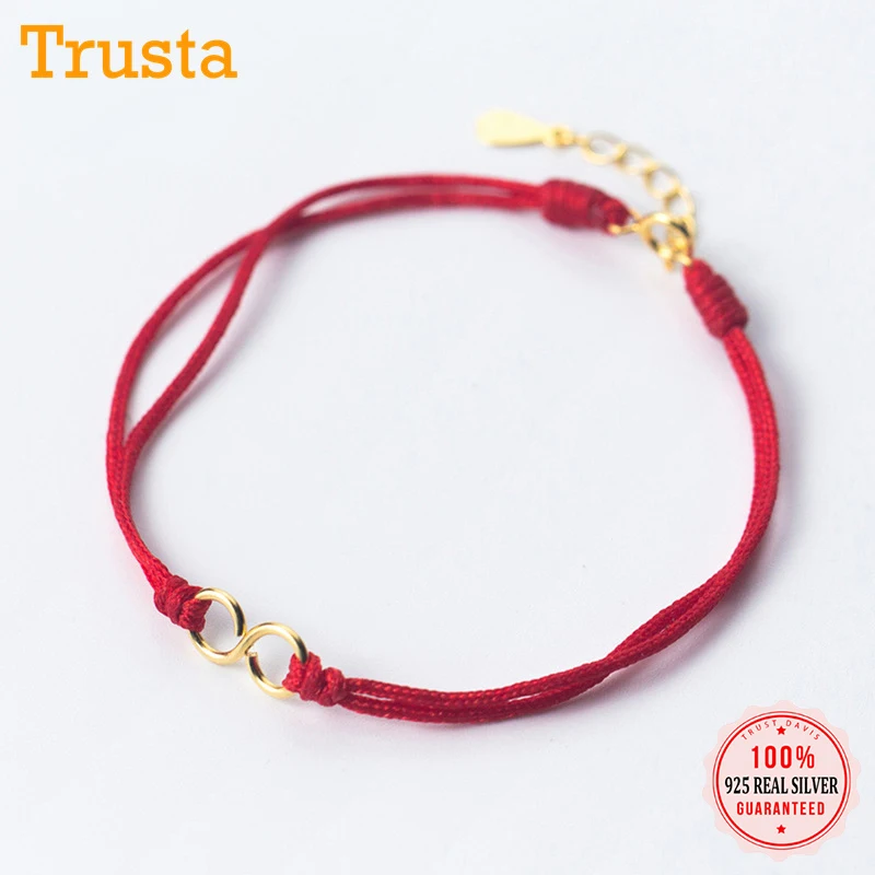 Женский браслет-бесконечность Trusta черная красная веревочная цепь из