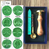 natural life tree green plant wax seal gift box copper stamp handle spoondiy ancient seal retro stampvintage high quality