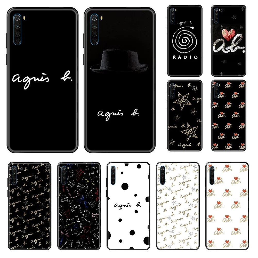 

France Agnes B Brand Phone case For Xiaomi Redmi Note S2 4 5 6 7 8 A S X Plus Pro black art cover soft hoesjes luxury waterproof
