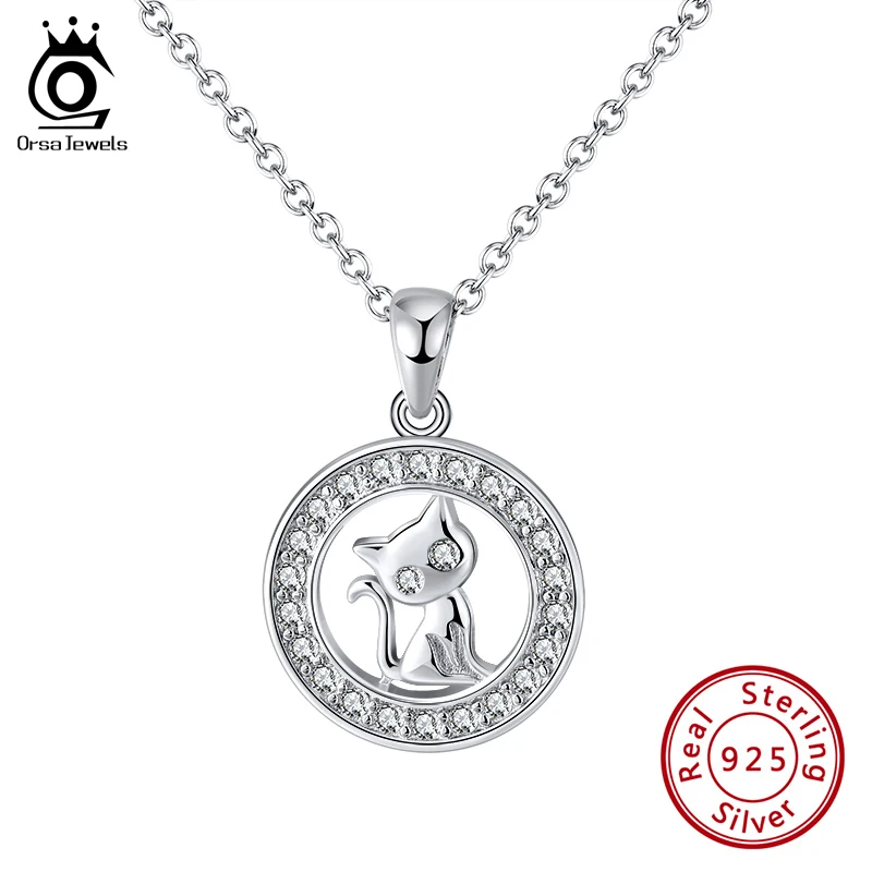 Женское колье с подвеской ORSA JEWELS серебро 925 пробы цирконом AAAA вечерние ювелирные