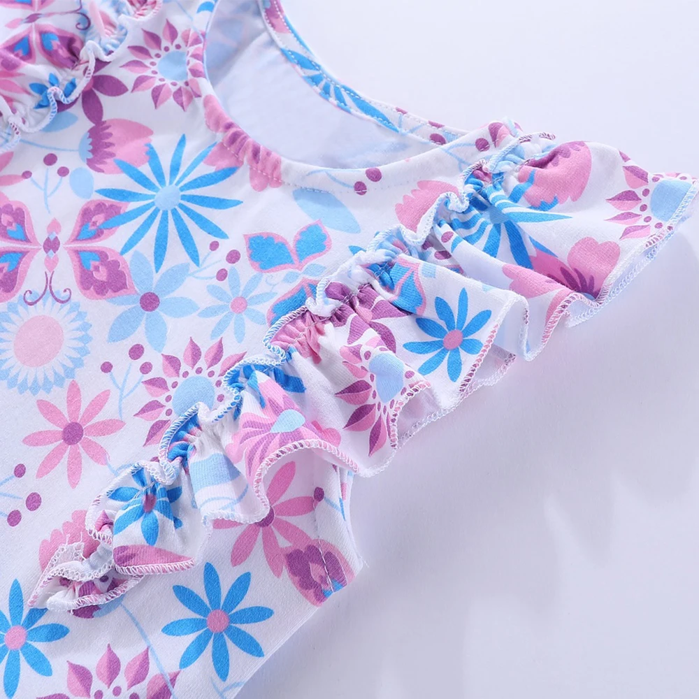 Летнее плиссированное платье с круглым вырезом и цветочным принтом | Детская