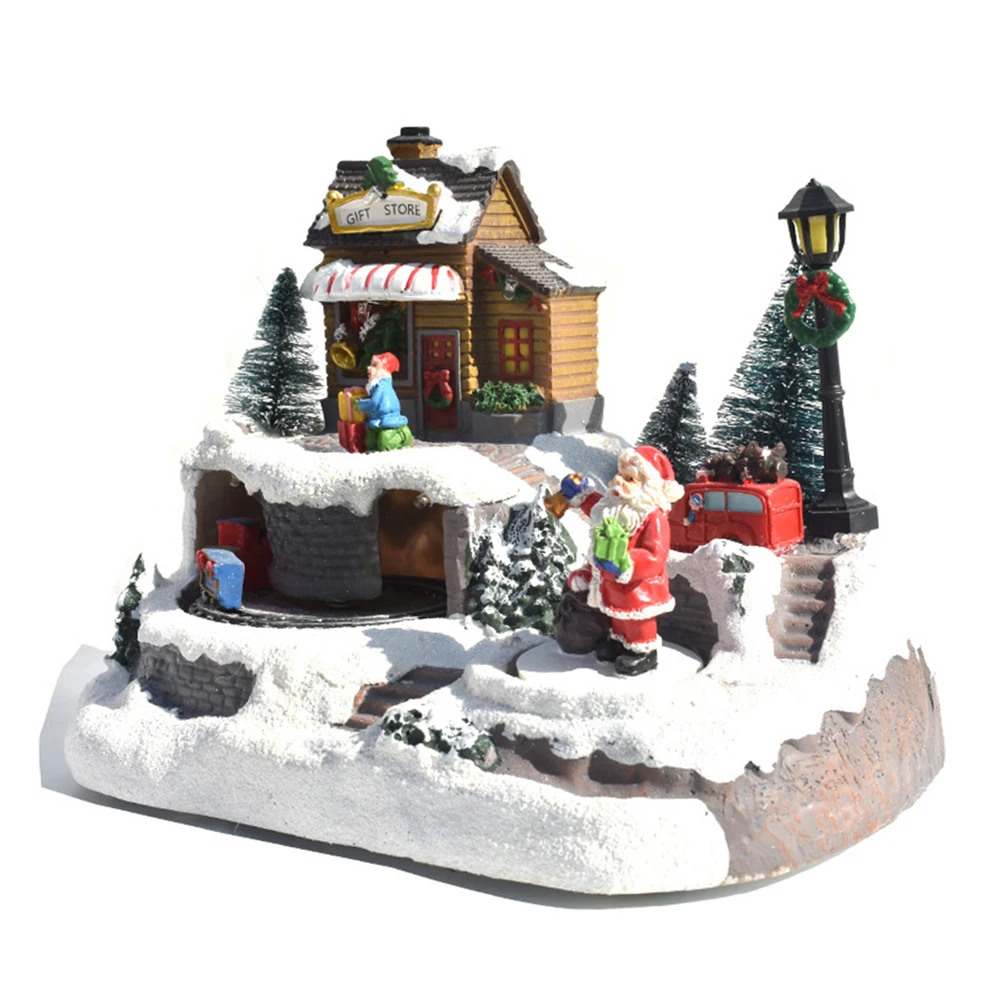 

Christmas Decoration luminous Music Box European Style Snow House LED Light Rotating Music Box Classical Artware