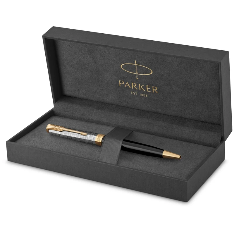 Ручка шариковая Parker Sonnet Metal&ampBlack GT черная 1 0мм поворот. подарочная упаковка -