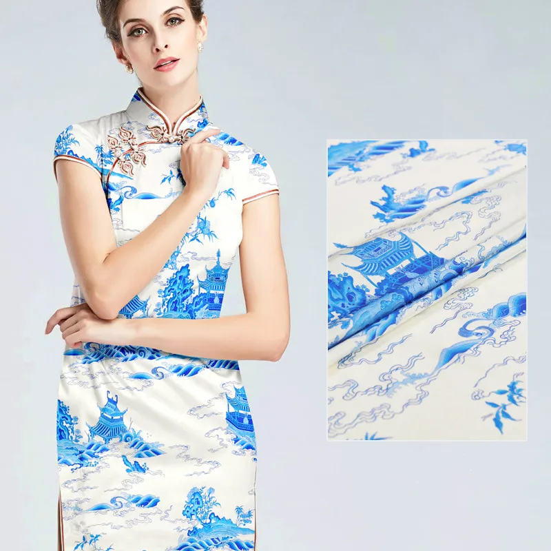 

Шелковая ткань 135 см, стрейч, метр атласной ткани 19 мм, шелковая ткань для рубашки с цифровой струйной печатью, ткань спандекс, оптовая продаж...