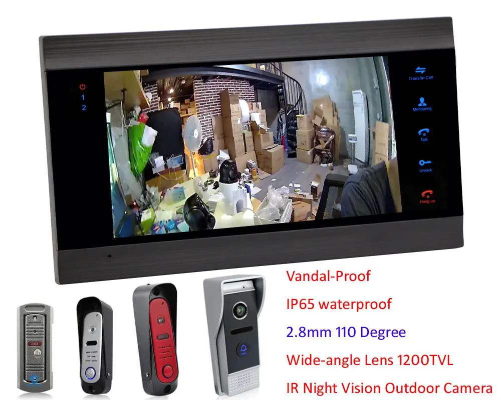 " монитор 1200TVL HD видео домофон детектор движения видео телефон двери устройство записи на карты SD домофон водонепроницаемый дождевик