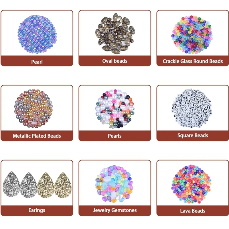 

DIY Necklace Bracelet Earrings Jewelry Making Supplies Kit with Assorted Beads Charms Findings Wire Cord Pliers