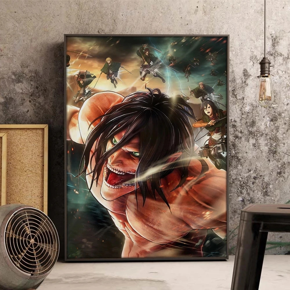

Japanese Anime Attack On Titan Pictures Giant Painting Home Decor Poster Retro Style Print Canvas Wall Art Modular Living Room