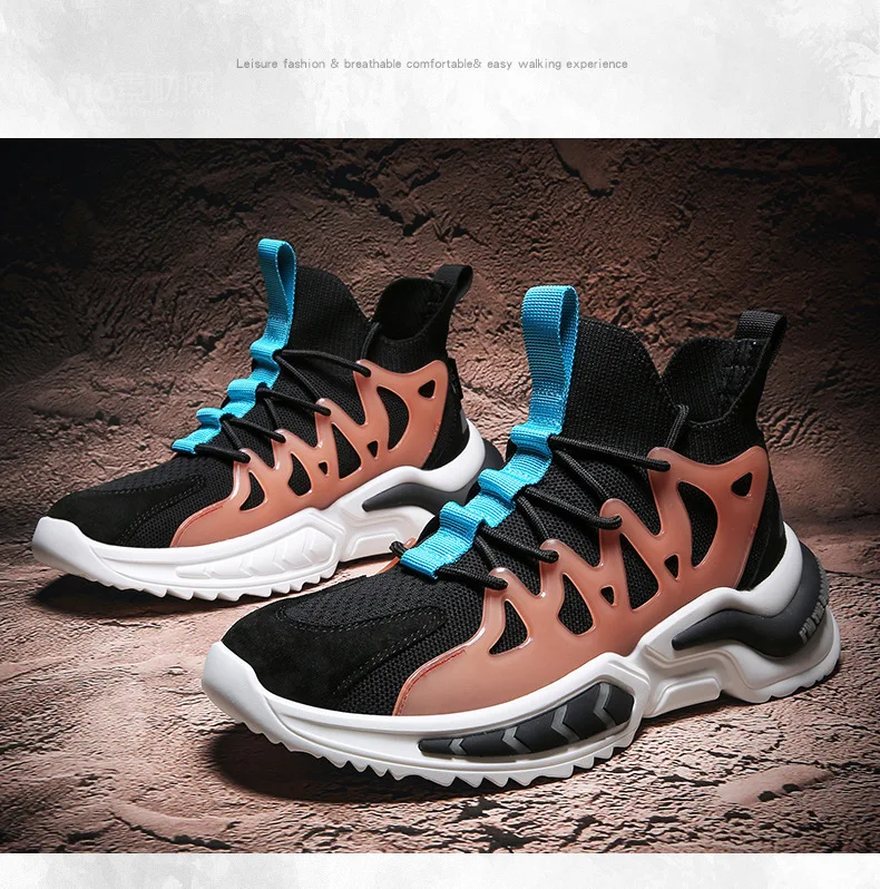 

Men's High-top Sneakers 2021 Spring New High-top Men's Shoes Comfortable Casual Socks Shoes Coconut Shoes Men's Running Shoes
