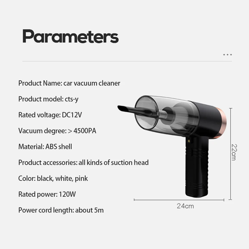 

12V 120W Handheld Car Vacuum Cleaner Rechargeable Wet Dry Portable Mini Vacuum Cleaner With LED Light For Home Car Accessories
