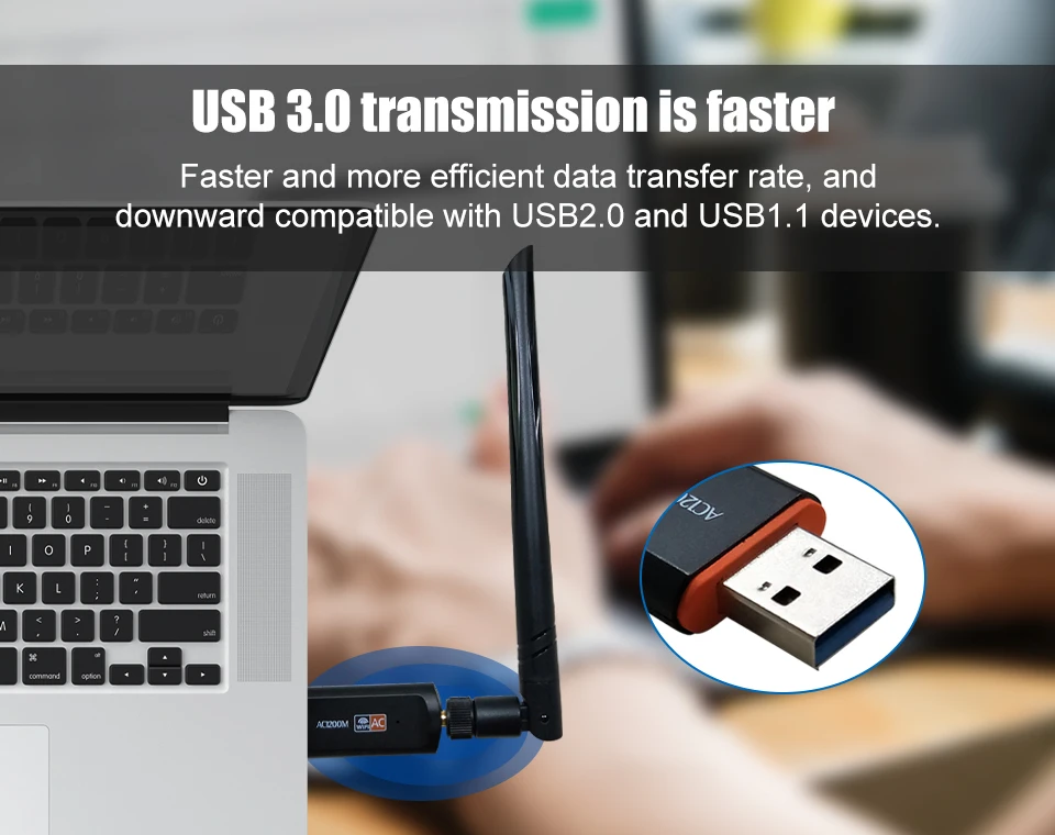 1200 м 5 дБ Беспроводной внешний ethernet 802.11ac ноутбук usb 2,4g 5g Настольный wifi адаптер antena dongle lan Wi-Fi карта longo alcance