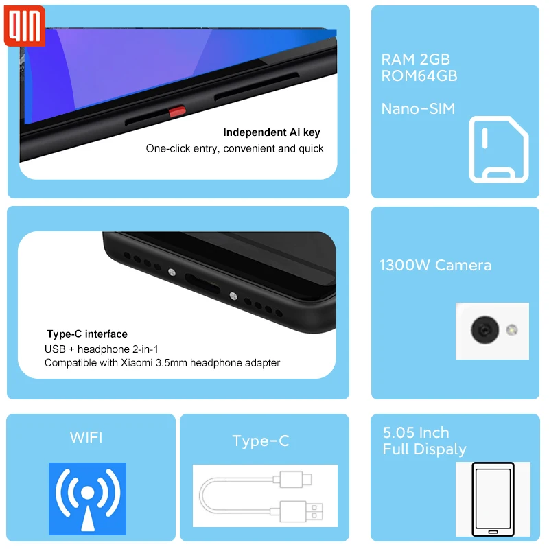 Смартфон глобальная версия QIN 2 Pro на Android 9 восемь ядер экран 5 05 дюйма 4G Wi-Fi 2100 мАч |