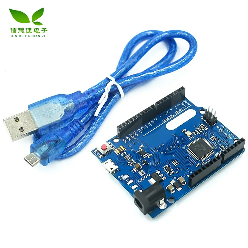 

Макетная плата Leonardo R3 ATMEGA32U4 с USB-кабелем длиной 50 см, синяя плата