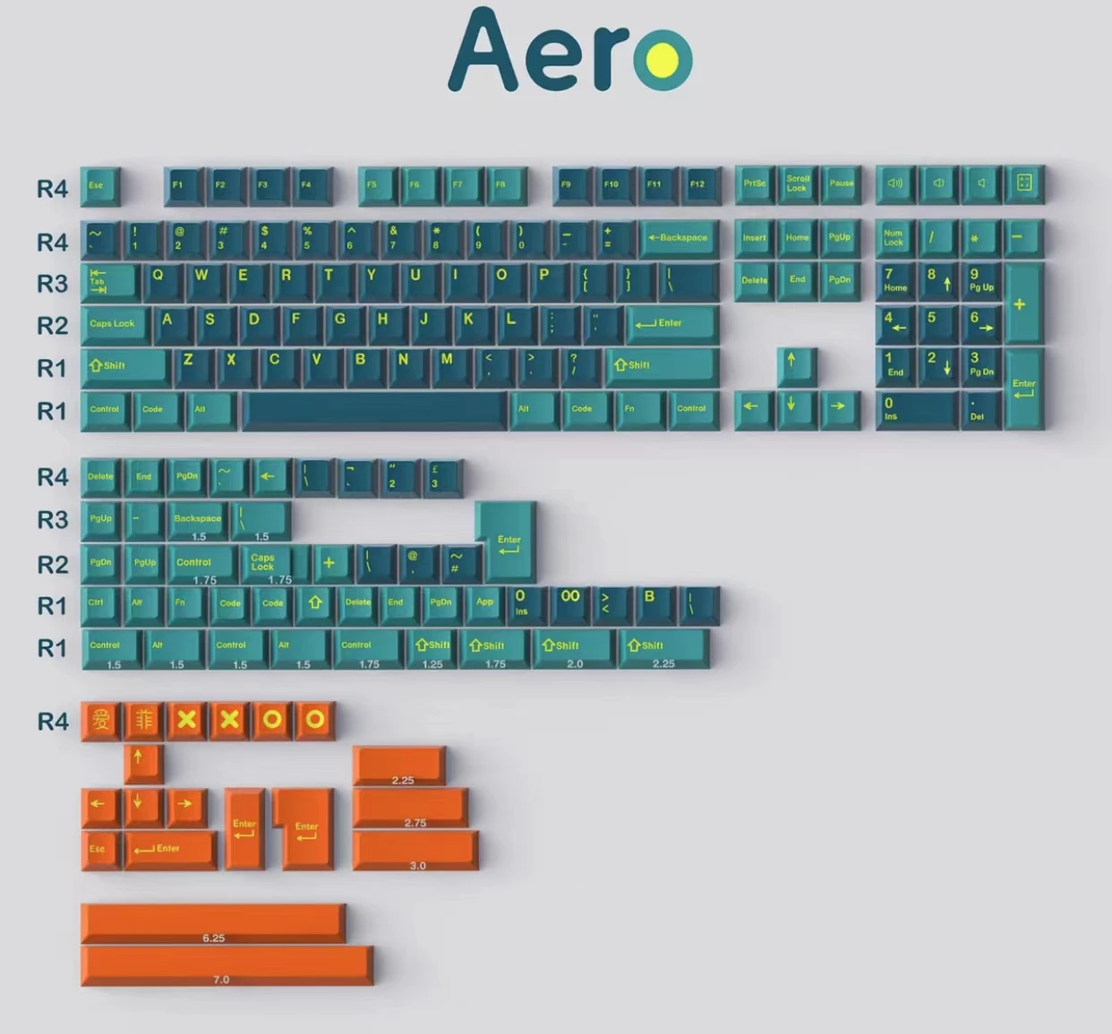 Фонарики 173 ботанические/8008/Aero колпачки для клавиш с вишневым профилем двойные ABS