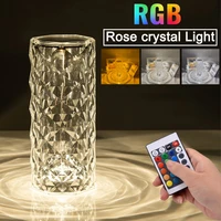 2021 led rose light rgb diamond table lamp crystal led desk lamps for bedroom decoration living room art deco led night lights