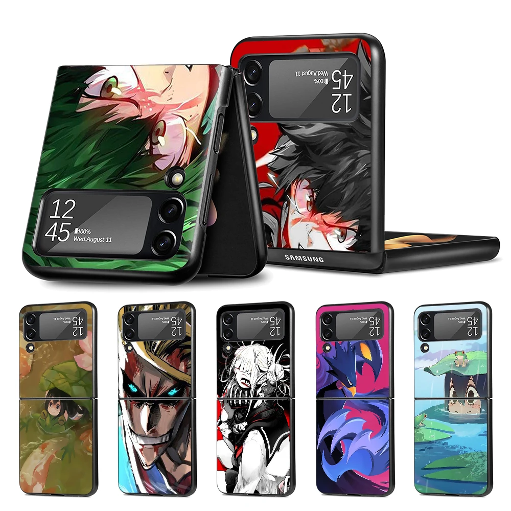 

Cell Phone Case for Samsung Galaxy Z Flip3 5G Black Coque Z Flip 3 Hard PC Luxury Cover Zflip3 Funda Capa Anime My Hero Academia
