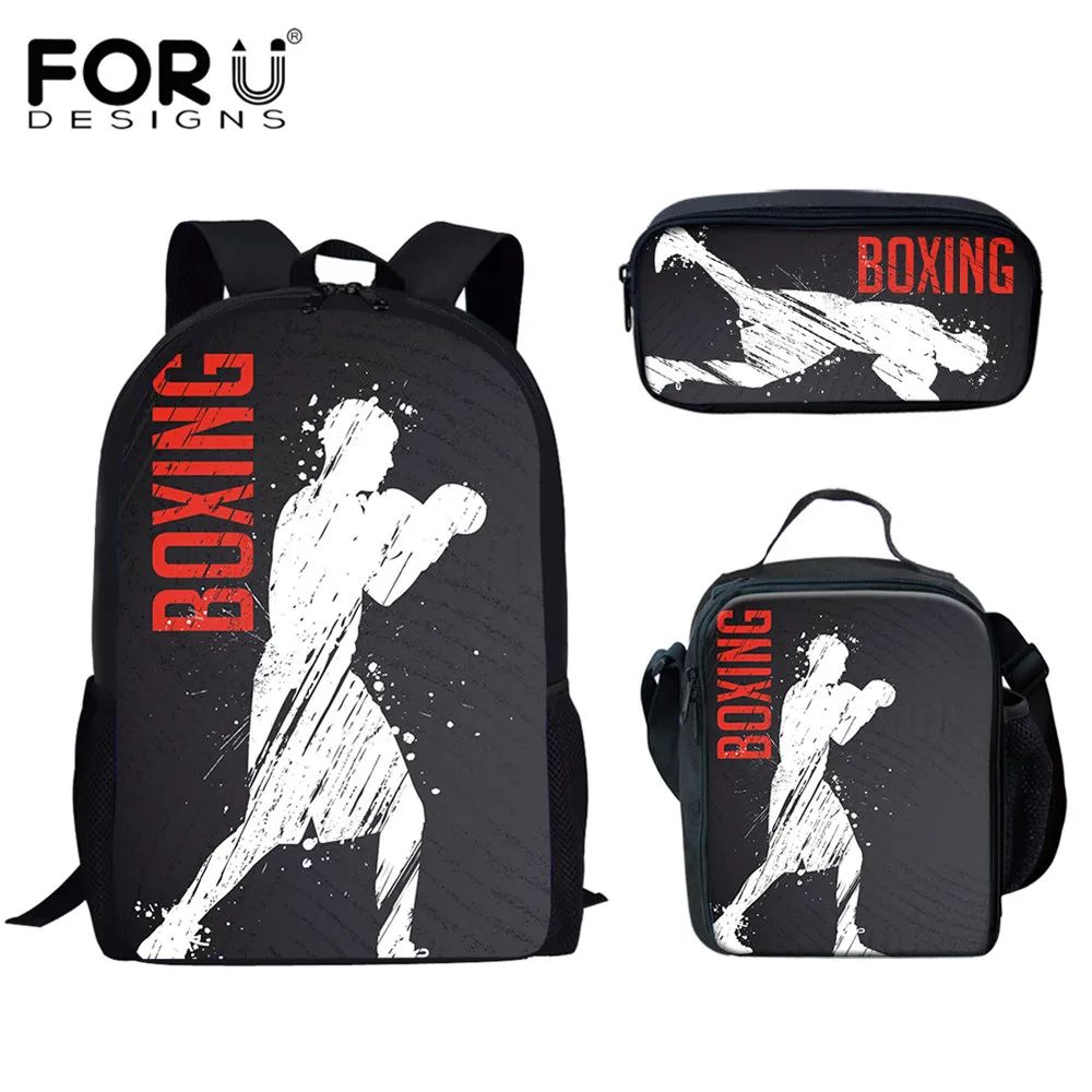 Комплект школьных рюкзаков FORUDESIGNS для мальчиков и девочек-подростков, комплект из 3 предметов, классное боевое искусство, рюкзак для карате
