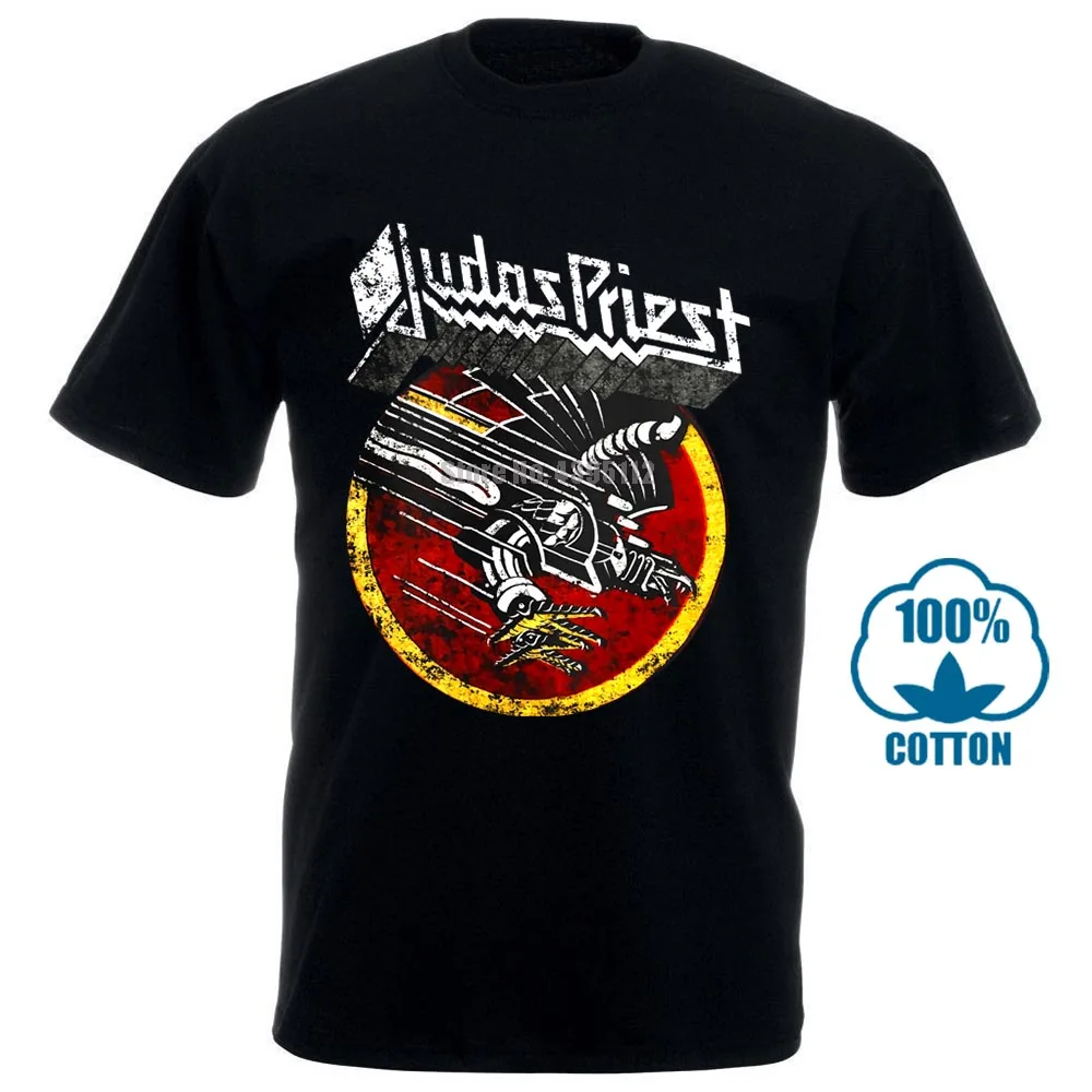 Черный Judas Priest футболка кричащая для мести Великобритания тяжелый металл Группа черный S до 3Xl печатных мужчин футболка короткий рукав Забавный 011583 - Цвет: Черный