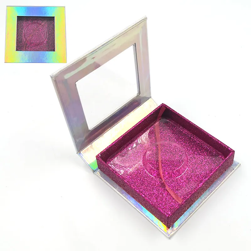 

wholesale Lash Boxes Packaging Custom Eyelash Faux Cils Packaging Purple Box With Logo Private Name Lashes Package Square Case