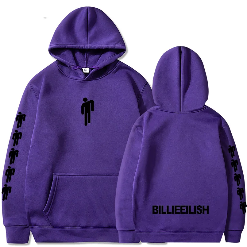 Purple 01 Billie Eilish, модные толстовки с принтом для мужчин/женщин, толстовки с капюшоном и длинным рукавом,, повседневные трендовые уличные толстовки - Цвет: Purple 01