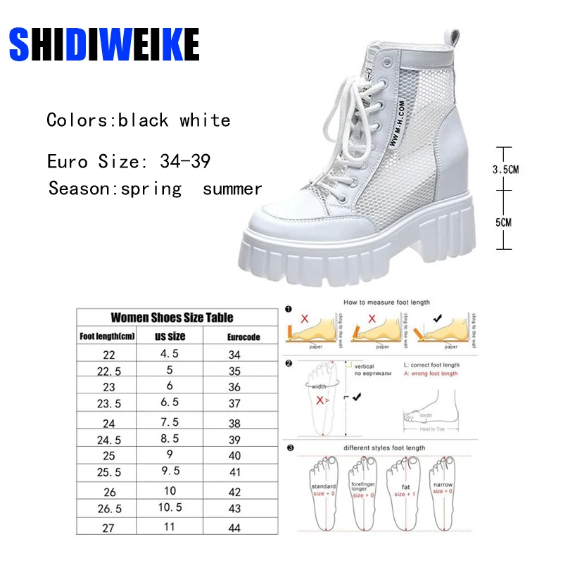 

2021 Spring Summer Women Thick Sole Ankle Boots Lace Up Fashion Luxury Platform Boots Women's High Heels Shoes Air Mesh Shoes