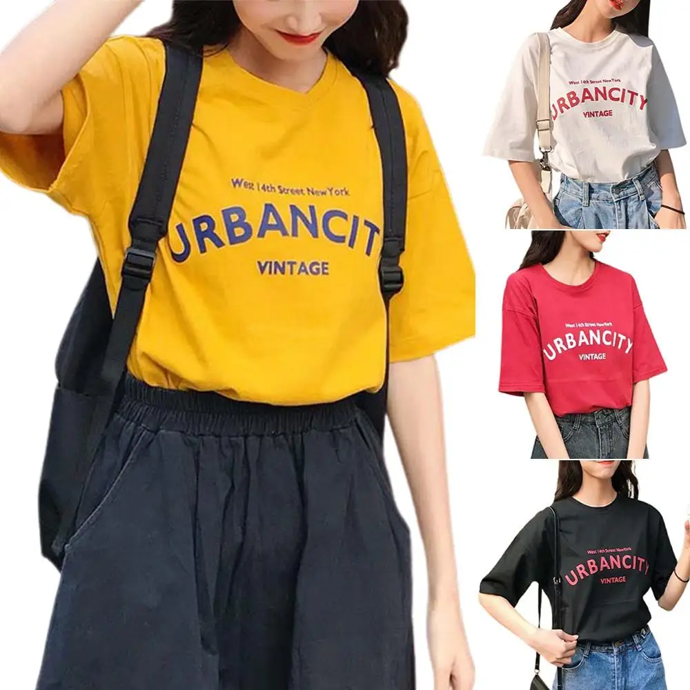 

Ladies Plus Size Letter Printed T Shirts Casual Loose Summer Pullover Tops