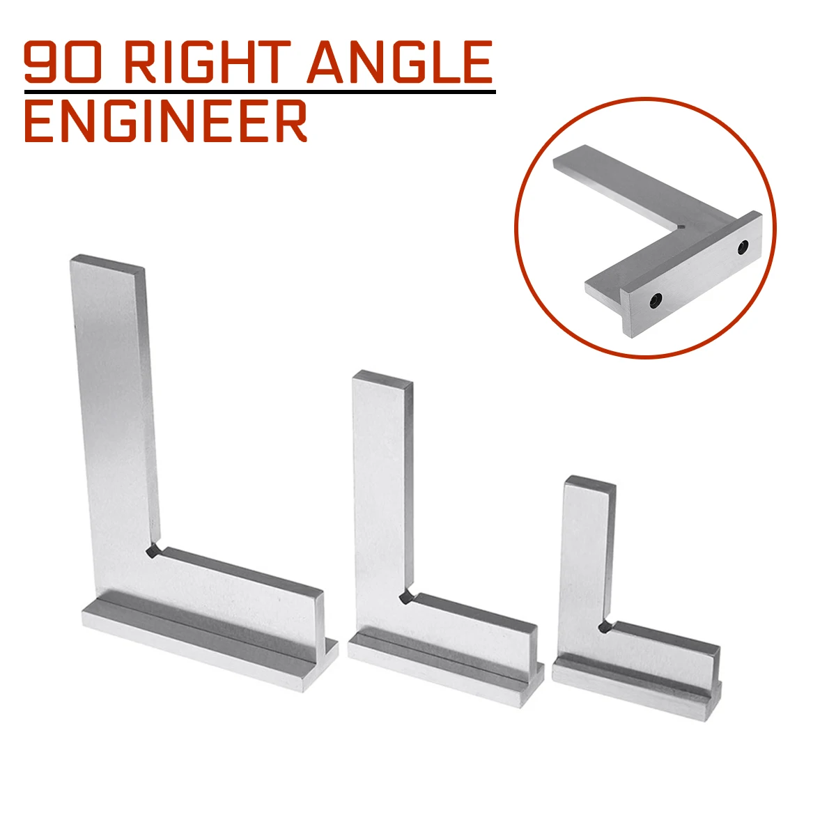 

50x40/75x50/100x70mm Machinist 90 Degree Right Angle Square Engineer Set with Seat Precision Ground Steel Hardened Angle Ruler