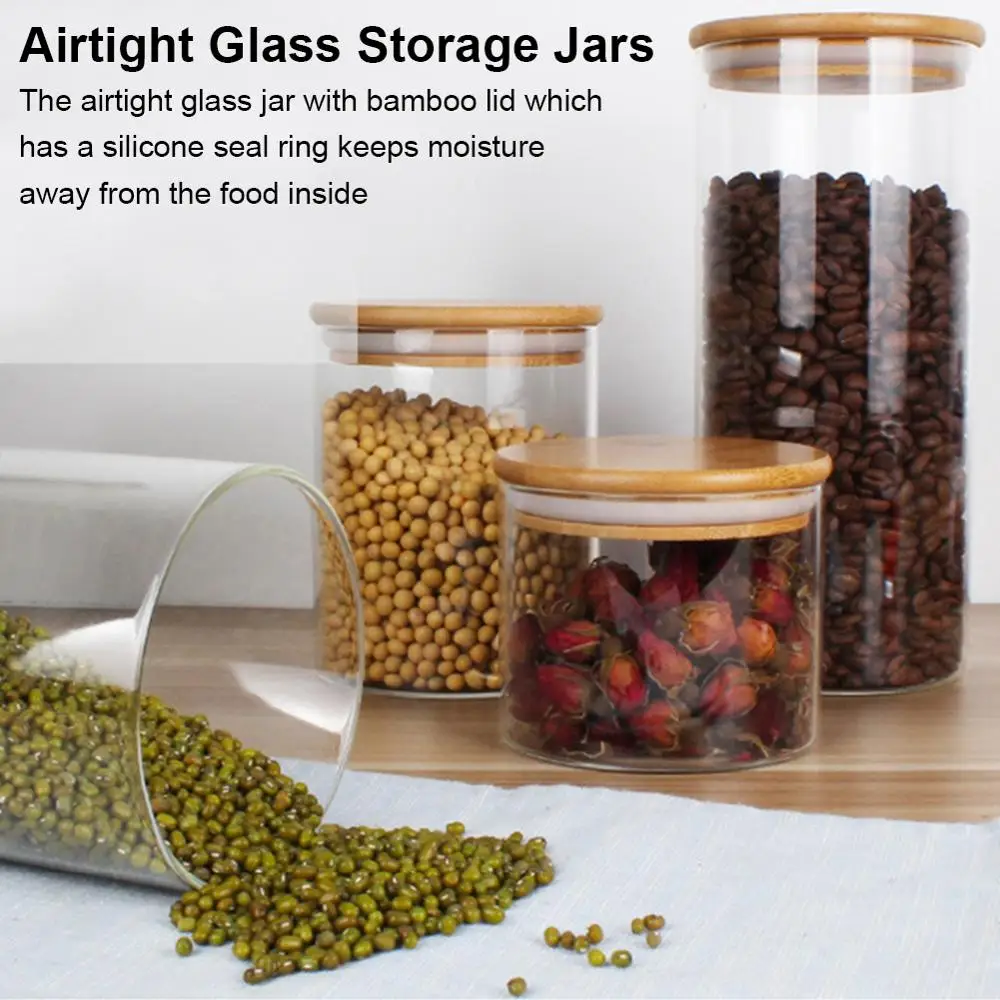 4 шт. герметичные стеклянные банки для хранения пищевых продуктов|Бутылки и