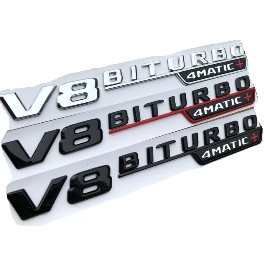 

1 пара хромированных черных и красных букв на крыло V8 BITURBO 4MATIC + эмблемы для Mercedes Benz E63 C63 CLS63 GLS63 S63 GLE63 GLC63 S AMG