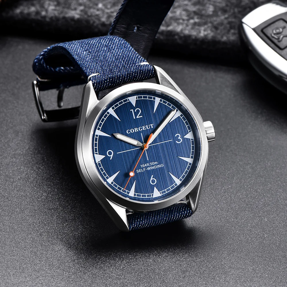

New arrival Fashion 41mm Japan MIYOTA Sapphire Glass top brand luxury clock male leather Automatic Movement men's Watch
