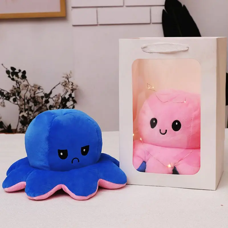 

Turno Cute Two-side Toys Flip Doble Multifunction Octopus Luminous Double-sided Cara Toys Squishy Decoration Pulpo Octopus