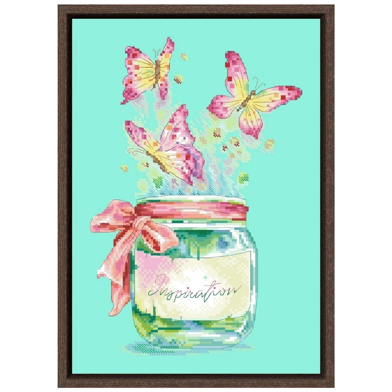 

Inspiration bottle cross-stitch package butterfly 18ct 14ct 11ct bright green cloth cotton embroidery DIY handmade needlework