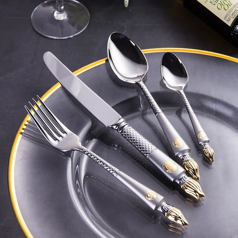 

European Gift Cutlery Set Stainless Steel Luxury Zero Waste Eco Friendly Tableware Couverts De Table Talheres Vajilla Cozinha JQ