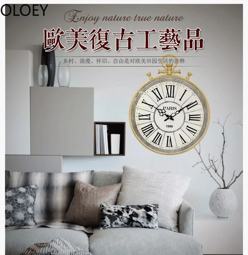 Американские винтажные большие настенные часы металлические креативные для