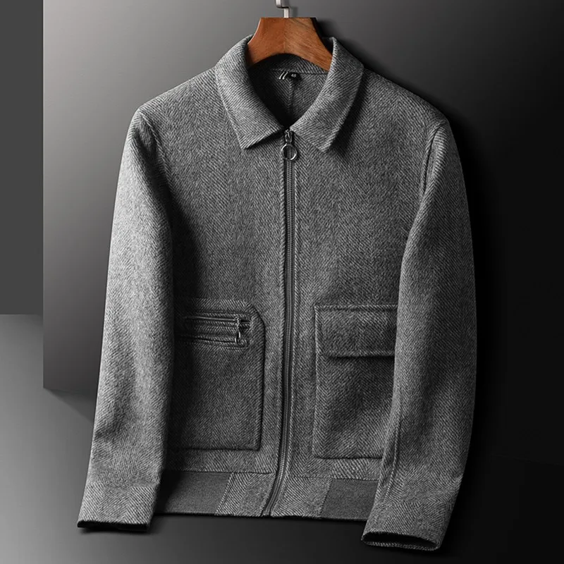 

iwhanker Wool Male Jackets Luxury Autumn Winter Business Casual Cashmere Zipper Mens Jackets And Coats Keep Warm Man Jackets 3XL